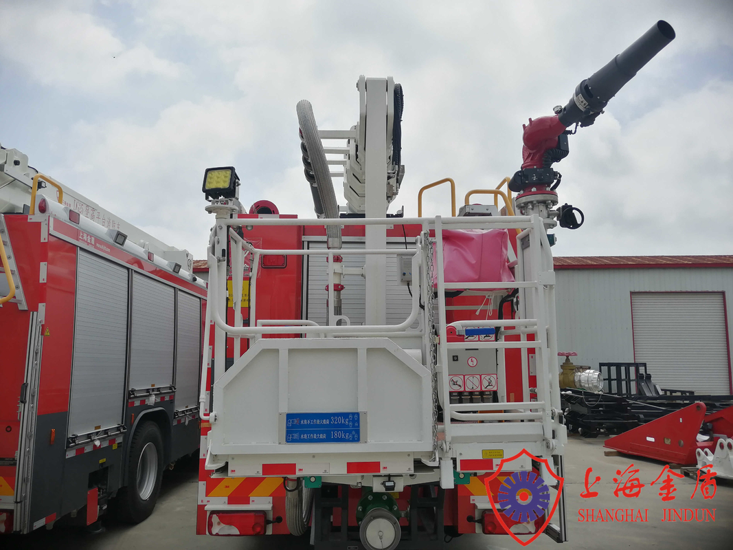 25m Boom 60m Spray Range Aerial Ladder Fire Truck With Stainless Steel Platform
